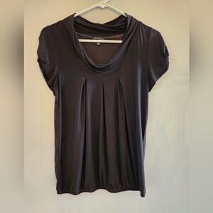 The Limited Cowell Neck Scoop Front Black Blouse.  Size S.  Gathered Waist